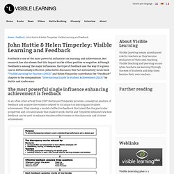 John Hattie & Helen Timperley: Visible Learning and Feedback