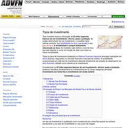 Tipos de investimento - Wiki Financeiro ADVFN
