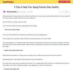 5 Tips to Help Your Aging Parents Stay Healthy