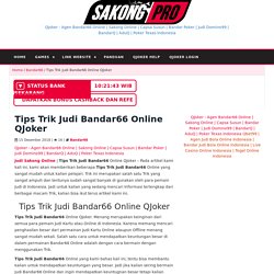 Tips Trik Judi Bandar66 Online QJoker