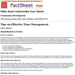 Tips on Effective Time Management, CDFS-1006-94