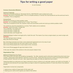Tips for writing a good paper: