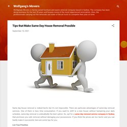 Tips that Make Same Day House Removal Possible