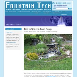 Tips to Select a Pond Pump