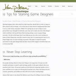 12 Tips for Starting Game Designers » John P. Doran