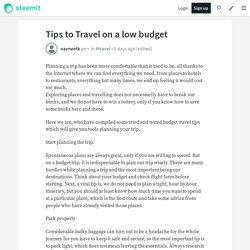 Tips to Travel on a low budget