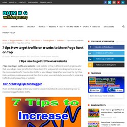 7 tips How to get traffic on a website Move Page Rank on Top - B K G