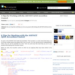 6 Tips for Working with the ASP.NET AJAX Accordion Control