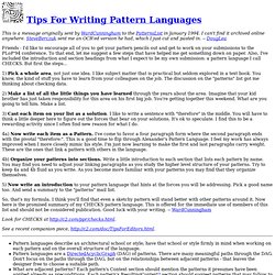 Tips For Writing Pattern Languages
