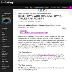Seven days with Titanium – day 2 – tables and pickers