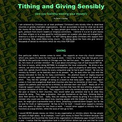 Tithing and Giving Sensibly -by David J. Stewart