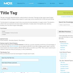 Title Tag SEO Best Practices - Meta Tag Optimization