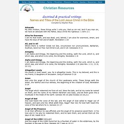 Names and Titles of Jesus Christ in the Bible - Doctrine - Wholesome Words