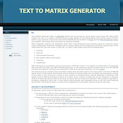 Text to Matrix Generator MatLab TextMining