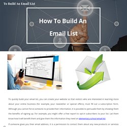 To Build An Email List