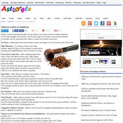 Tobacco useful as medicine - Ayurveda