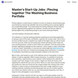 Master's Start-Up Jobs : Piecing together The Washing Business Portfolio