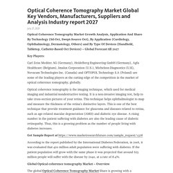 Optical Coherence Tomography Market Global Key Vendors, Manufacturers, Suppliers and Analysis Industry report 2027 – Telegraph