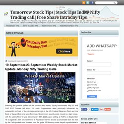 19 September-23 September Weekly Stock Market Update, Monday Nifty Trading Calls