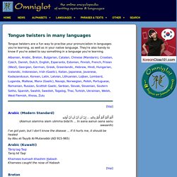 Tongue twisters in many languages