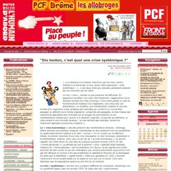 "Dis tonton, c'est quoi une crise systémique ?" - PCF Drôme