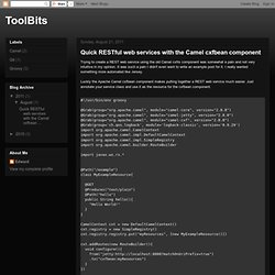 ToolBits: Quick RESTful web services with the Camel cxfbean component