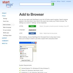 Add Startpage to your Browser
