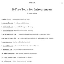 20 Free Tools for Entrepreneurs