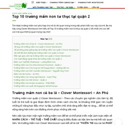 Top 10 trường mầm non tư thục tại quận 2 - Clover Montessori