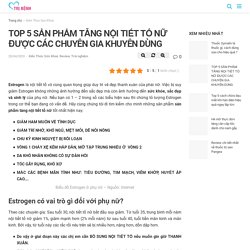 TOP 5 SẢN PHẨM TĂNG NỘI TIẾT TỐ NỮ ĐƯỢC CÁC CHUYÊN GIA KHUYÊN DÙNG