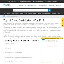 Top 10 Cloud Certifications For 2019