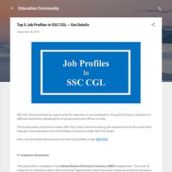 Top 5 Job Profiles in SSC CGL – Get Details