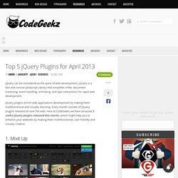 Top 5 jQuery Plugins for April 2013