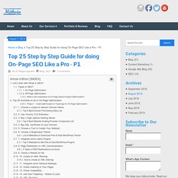 Top 25 Step by Step Guide for doing On-Page SEO Like a Pro – P1