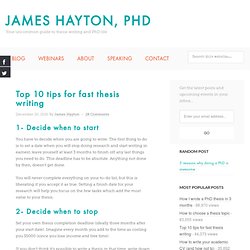 Top 10 tips for fast thesis writing