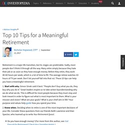 Top 10 Tips for a Meaningful Retirement