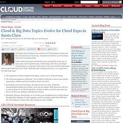 Cloud & Big Data Topics Evolve for Cloud Expo in Santa Clara