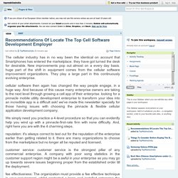 Recommendations Of Locate The Top Cell Software Development Employer