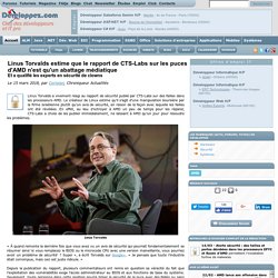 Linus Torvalds estime que le rapport de CTS-Labs sur les puces d'AMD n'est qu'un abattage médiatique et a qualifié les experts en sécurité de clowns