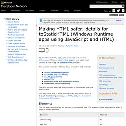 Making HTML safer: details for toStaticHTML (Windows Store apps using JavaScript and HTML)