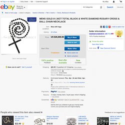 MENS GOLD 81.30CT TOTAL BLACK & WHITE DIAMOND ROSARY CROSS & BALL CHAIN NECKLACE