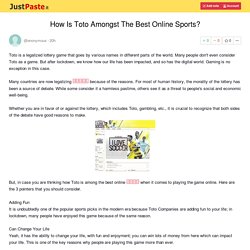 How Is Toto Amongst The Best Online Sports?