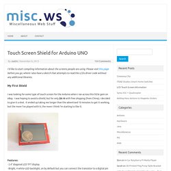 Touch Screen Shield for Arduino UNO