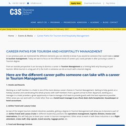 Career paths for Tourism and Hospitality Management