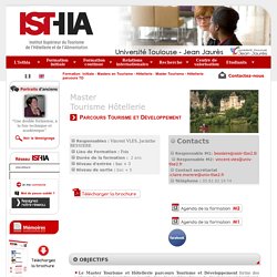 ISTHIA: Master Tourisme - Hôtellerie parcours TD