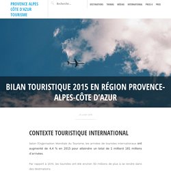 Bilan touristique 2015 en région Provence-Alpes-Côte d’Azur - Provence Alpes Côte d'Azur Tourisme