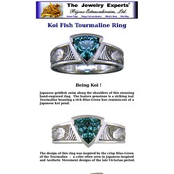 Trillium Blue-Green Tourmaline Koi Fish Engraved Ring - Bijoux Extraordinaire