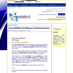 Cours Access 2007 PDF, formation access pdf