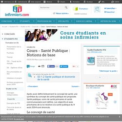 Cours - Santé Publique : Notions de base