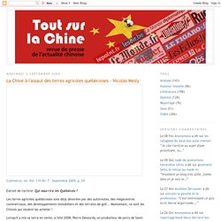 La Chine à l'assaut des terres agricoles québécoises - Nicolas Mesly